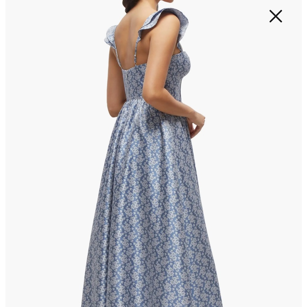 Dessy Collection Elegant Blue Floral Maxi Dress - Picture 2 of 4